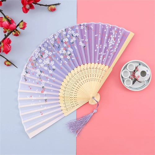 Vintage Silk Folding Hand Fan Chinese Japanese Bamboo Fans Craft Gifts