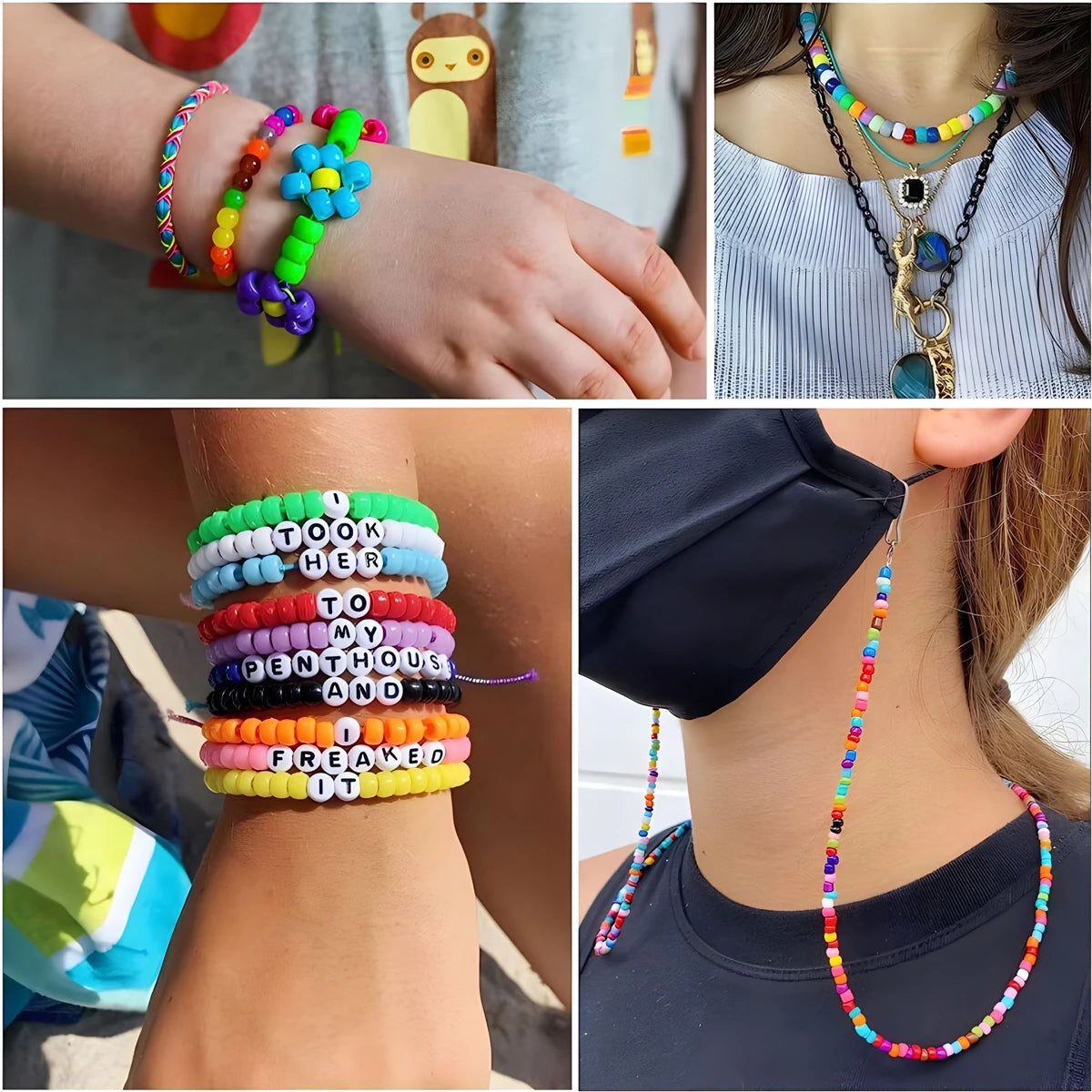 500pcs Pony Candy Colorful Plastic Beads For Jewelry Making DIY Hair