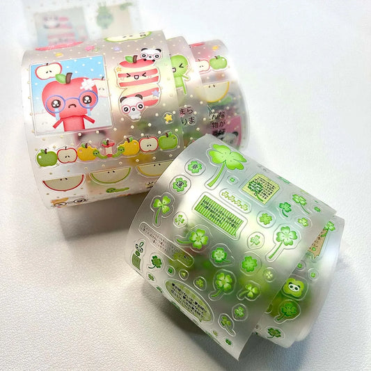 Vintage PET Sticker Tapes Four-leaf Clover Deco Stickers for