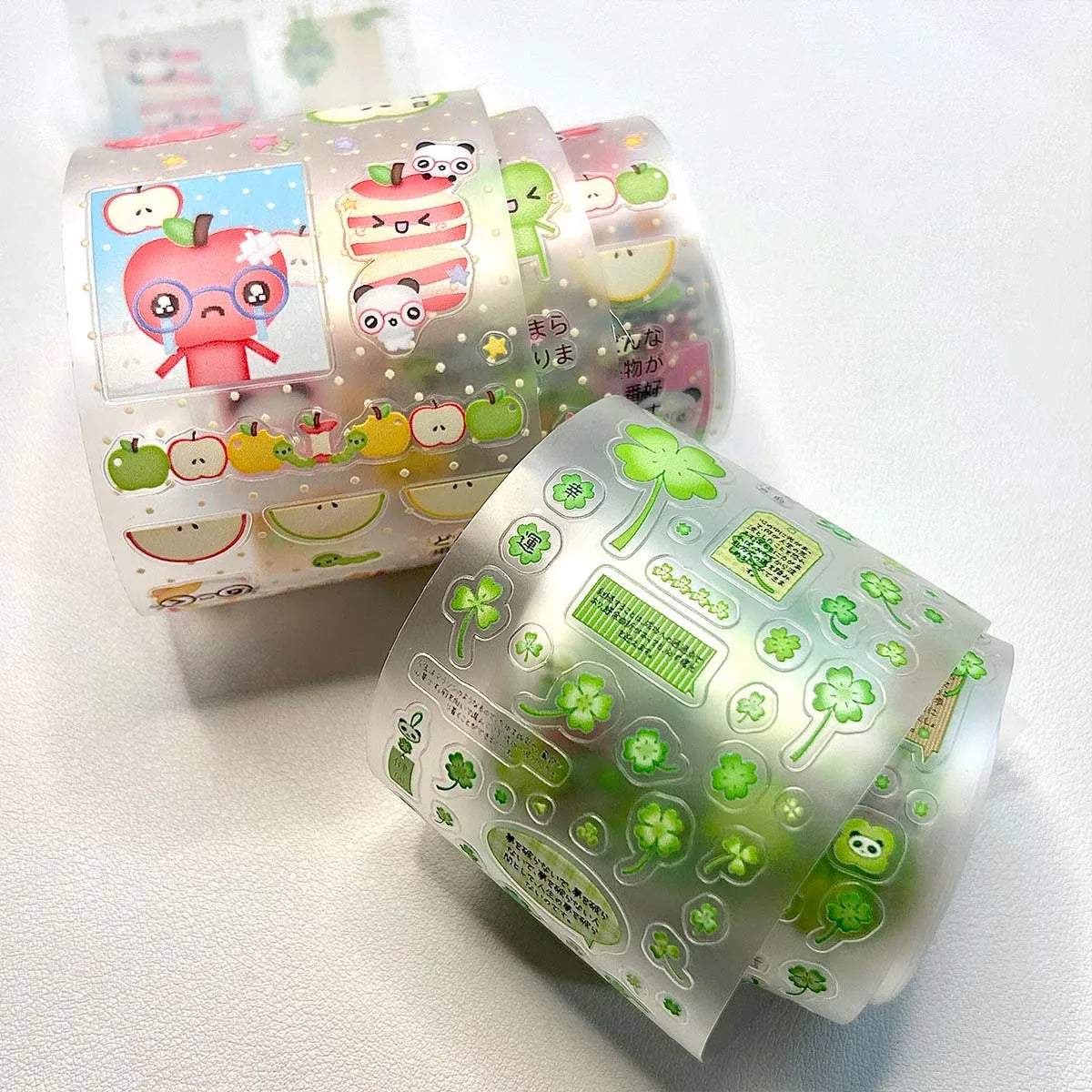Vintage PET Sticker Tapes Four-leaf Clover Deco Stickers for