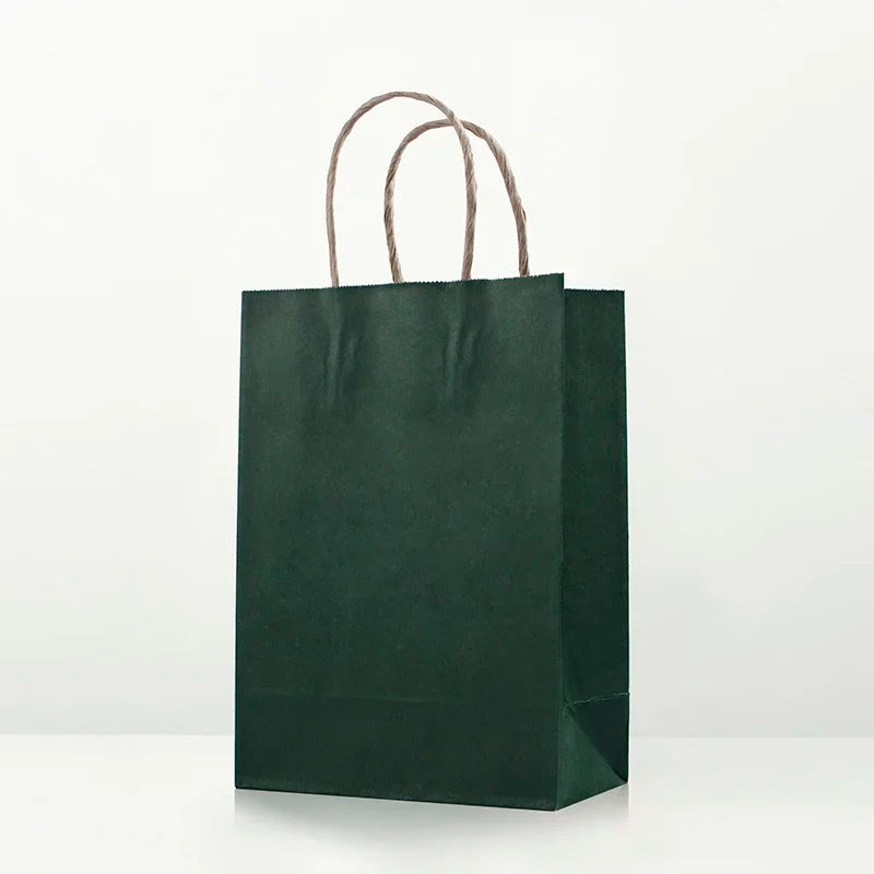 10 pcs Kraft Bag Paper Gift Bags Reusable Grocery Shopping Bags for