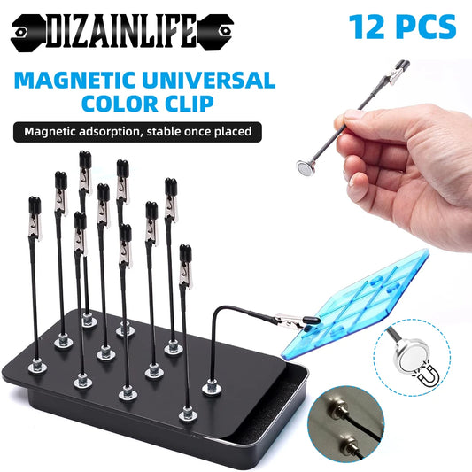 Model Painting Stand Base Holder 12PCS Alligator Clip Sticks Magnetic