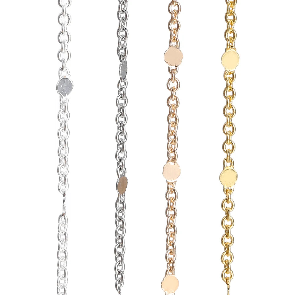 No Fade 2Meters Sequins Chain Necklace Gold Silver Chain Metal Copper