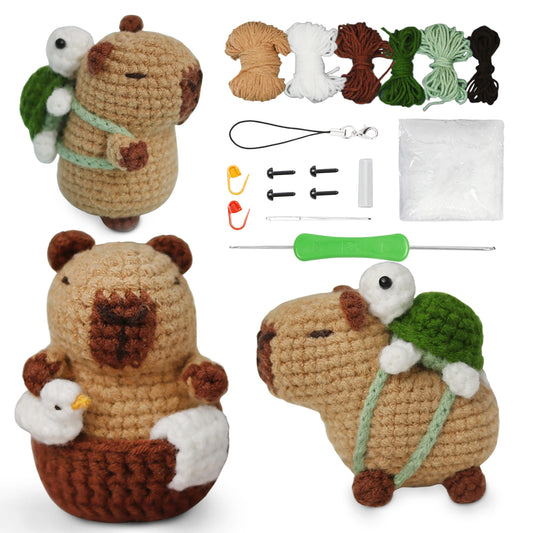 Capybara crochet Kit, Cute Animal Crochet Kit set, Christmas Gift,