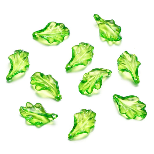 10-100pcs Green Acrylic Leaf Charms Leaves Beads Pendants For Diy