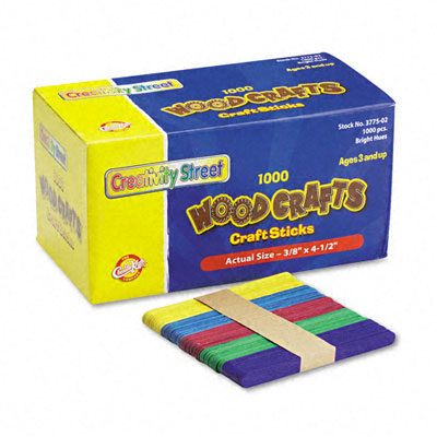 Chenille Kraft 3775-02 Colored Wood Craft Sticks- 4 1/2 X 3/8- Wood- A