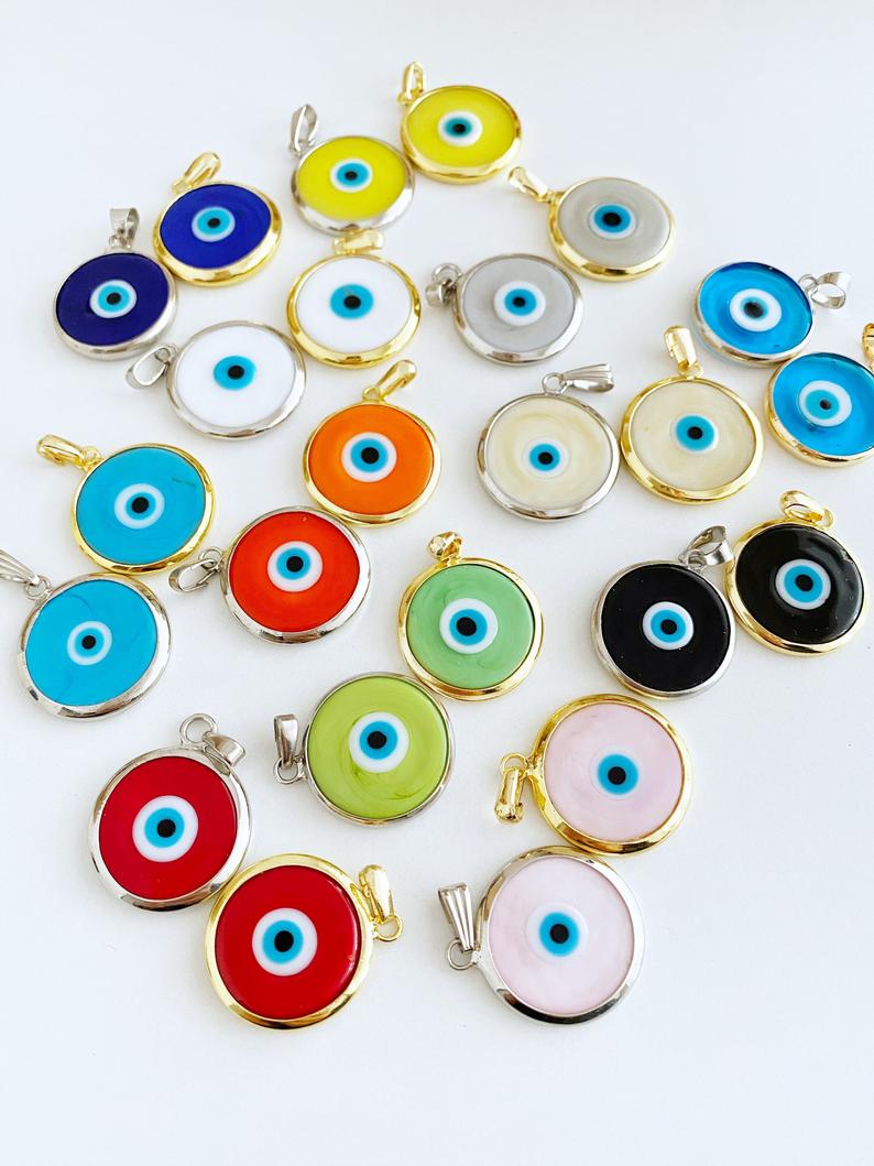 Handmade Glass Evil Eye Bead, Murano Evil Eye Charm, Evil Eye Jewelry