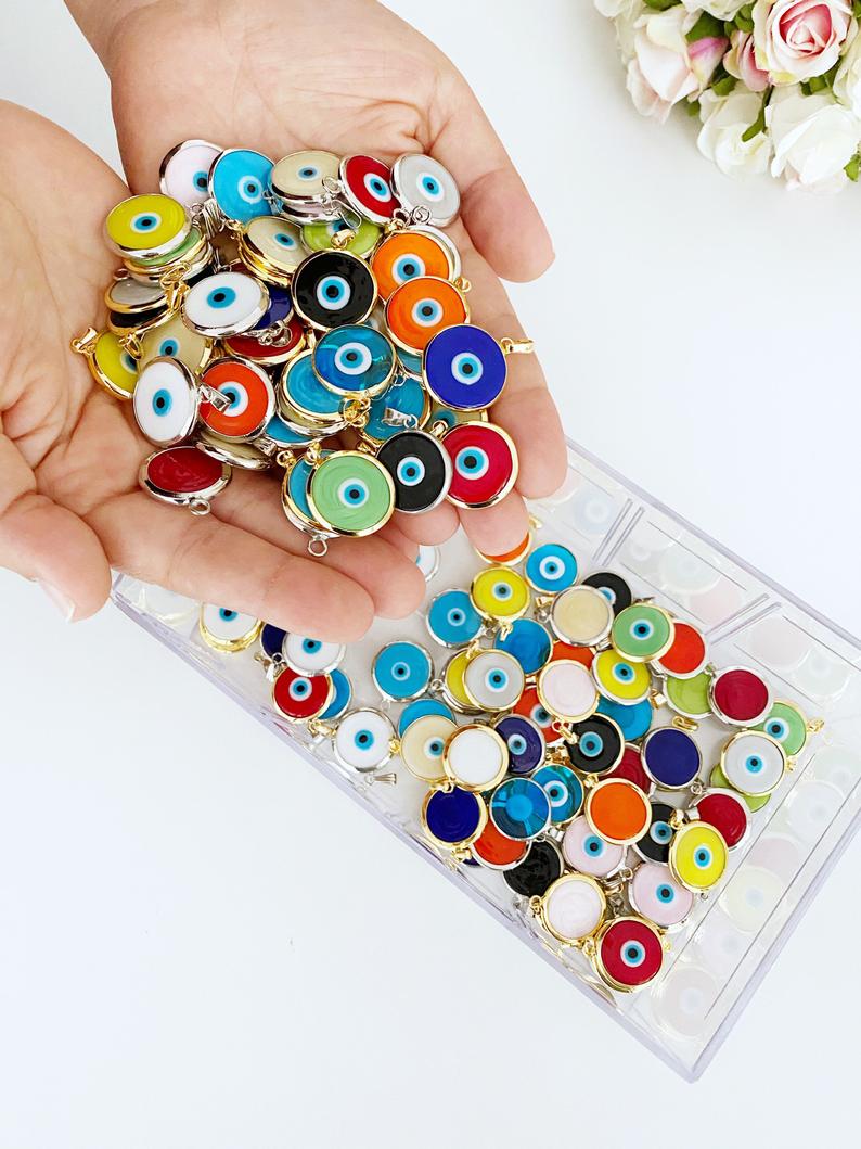 Handmade Glass Evil Eye Bead, Murano Evil Eye Charm, Evil Eye Jewelry