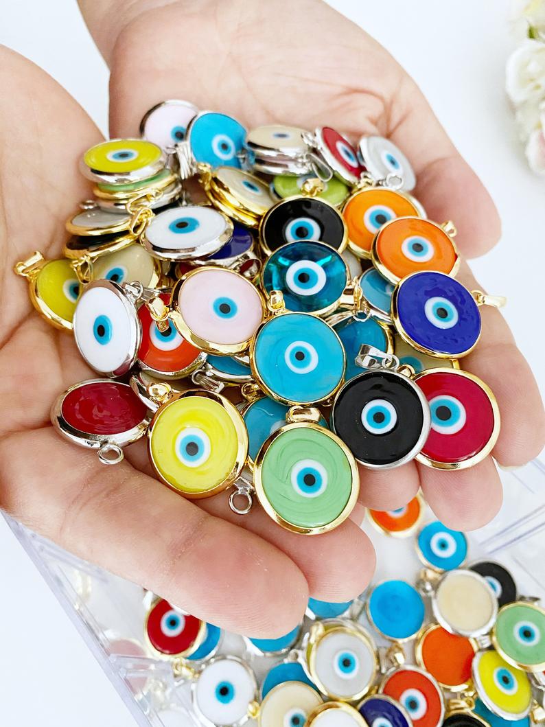 Handmade Glass Evil Eye Bead, Murano Evil Eye Charm, Evil Eye Jewelry