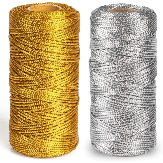 1.5mm 100M Gold Silver Macrame Cord Rope String for Sewing DIY Rope