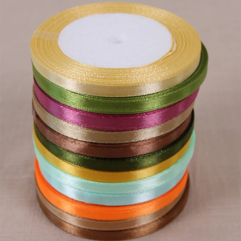 25yards/roll 6mm Satin Ribbon DIY Handmade Crafts Fabric Christmas