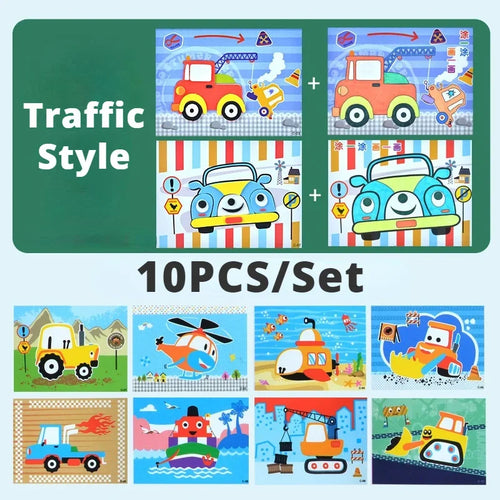 10Pcs 3D EVA Foam Sticker Puzzle Game DIY Cartoon Animal Craft Toys