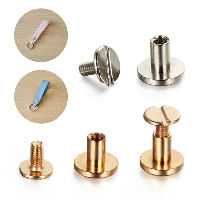 10Sets Metal Solid Screw Nail Rivet Double Curved Head Belt Strap