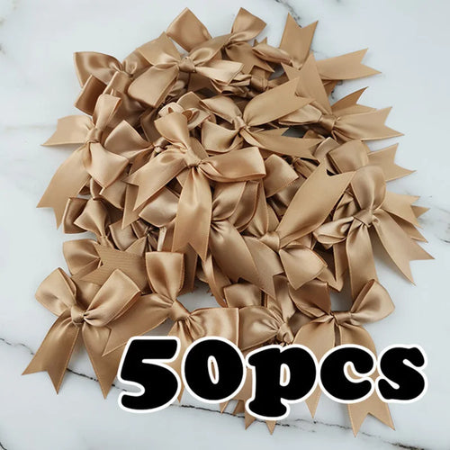 (50pcs) 1 inch fresh pink ribbon bows Polyester Satin Bow Flower DIY