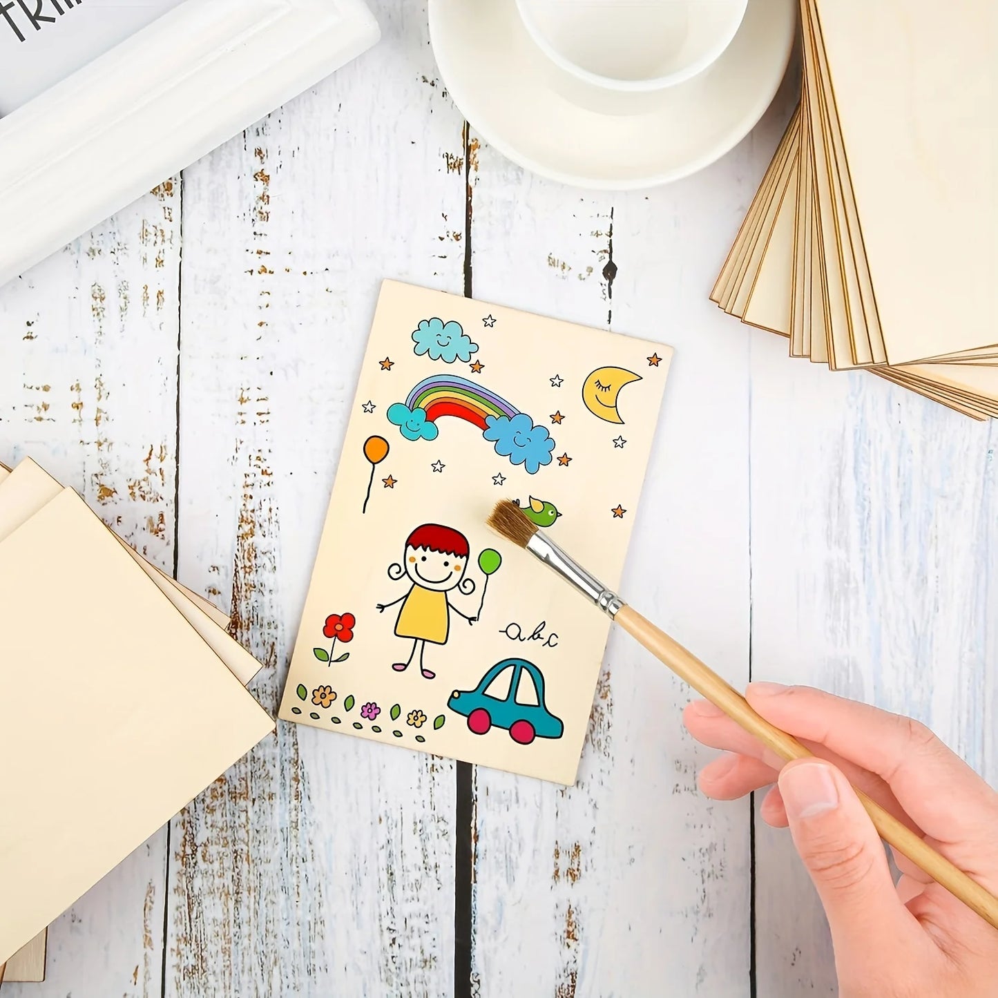 15Pcs 6X4in/15X10cm Rectangle Unfinished Wood Sheets for Crafts House