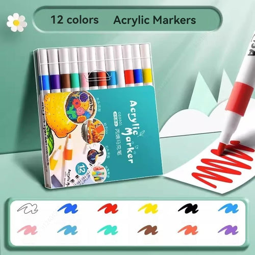 12-80 Colores Set Acrylic Paint Art Marker Pen Rock Painting for Kids